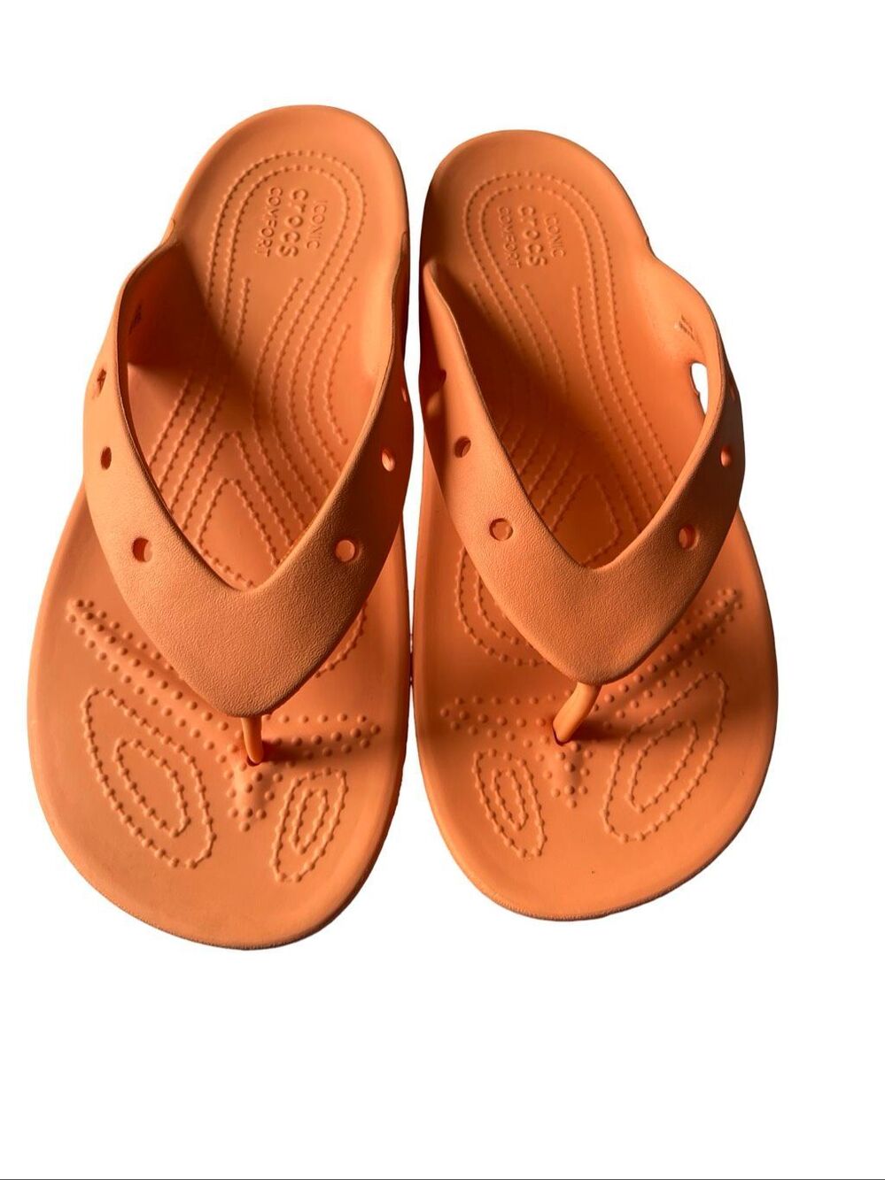 Crocs Womens Orange Classic Platform Lightweight Flip Flops Sandals Shoes Size 9